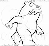 Upright Bulldog Walking Clipart Cartoon Outlined Coloring Vector Thoman Cory Royalty sketch template