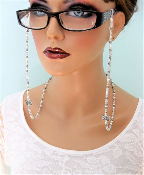 Silver Eyeglass Chain With Butterfly Eyeglass Holder Necklace Glasses