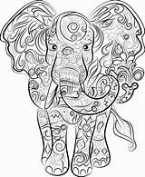 Coloring Pages Elephant Mandala Adult Color Mandalas Colouring Print Book Printable Zum Etsy Ausdrucken Drawing Colour Adults Animal Ausmalbilder Elefanten sketch template