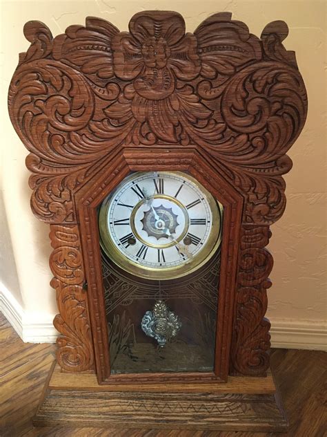 antique waterbury oak gingerbread parlor mantle clock  etsy