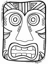 Tiki Coloring Face Faces Sheet Totem Template Mask Pages Printable Man Teacherspayteachers Pole Sheets Bin Luau Poles Crafts Party sketch template