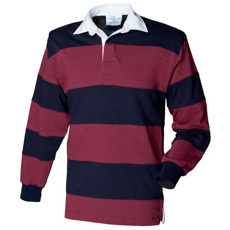 front row sewn stripe long sleeve sports rugby cotton polo shirt  shirt top ebay