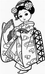 Bonecas Japonesas Boneca Pintar sketch template