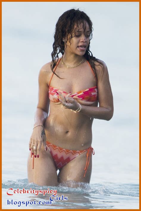 sexy singer rihanna enjoying beach in tiny bikini barbados beach celebrity spicy girls