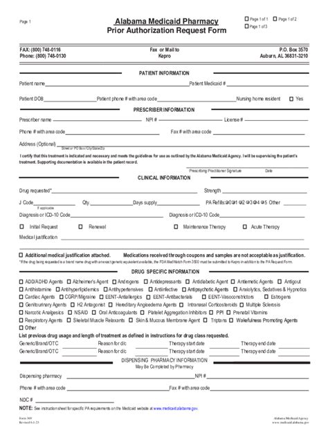 Alabama Medicaid Prior Rx Authorization Form Eforms Fill Out