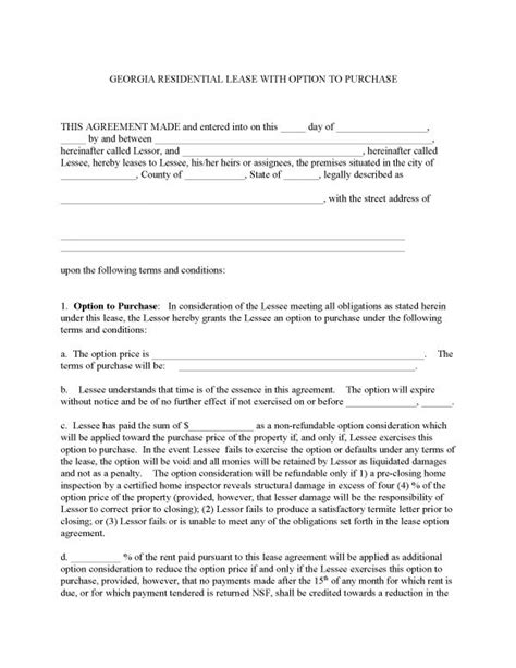 georgia residential lease agreement  lease agreement lease