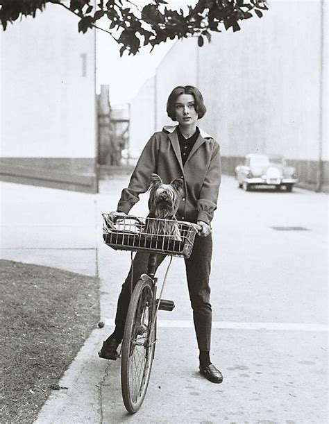 Audrey Hepburn On Her Bike At Paramount 1957 By Sid Avery The