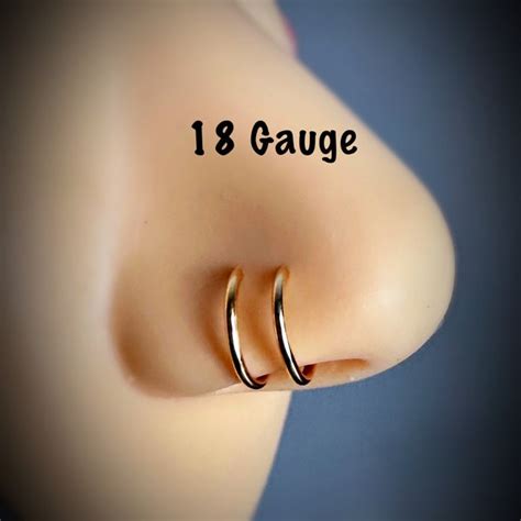 Double Nose Ring For Single Piercing Etsy