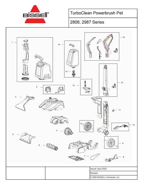 schematic parts book  bissell model  turboclean powerbrush pet vacuumsrus