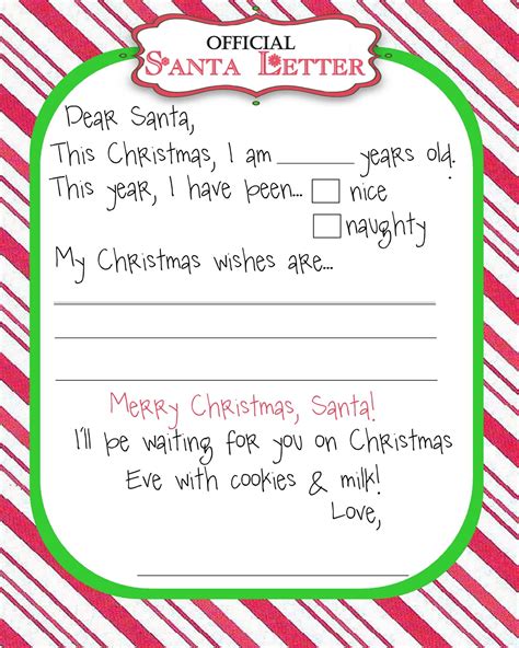 printable dear santa letter template  printable templates