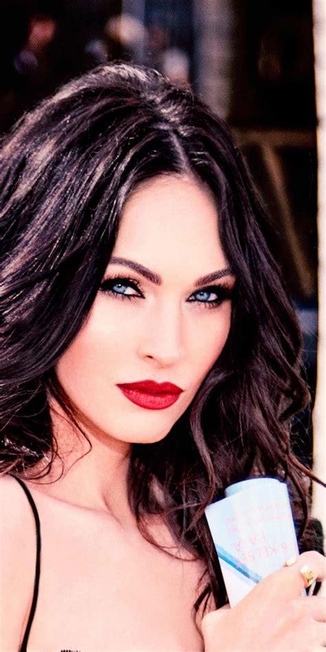 Download 1080x2160 Wallpaper Megan Fox Red Lips Actress