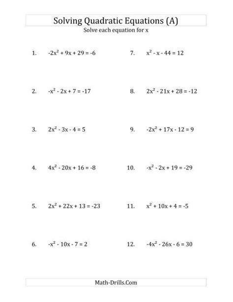 solving quadratic equations     coefficients