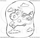 Cow Flying Angel Coloring Clipart Cartoon Thoman Cory Outlined Vector 2021 sketch template