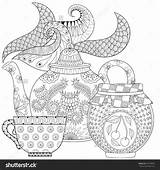 Teapot Zentangle Stylized Ornamental Steam Coloring Pages Cup Shutterstock Choose Board Colouring Tea Vector Stock Preview Illustration sketch template