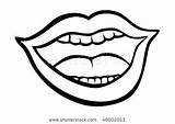 Mouth Outline Clipart Cartoon Coloring Pages Lips Open Illustration Human Vector Printable Teeth Shutterstock Stock Talking Simple Cliparts Pic Easy sketch template