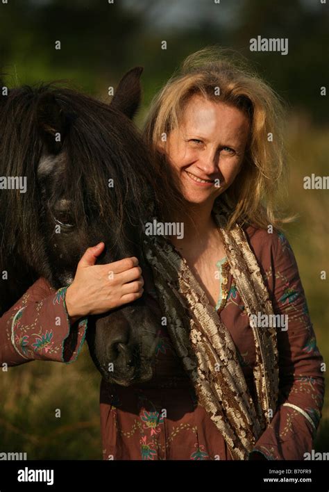 lady alice douglas  black pony snowdonia north wales stock photo alamy