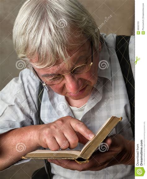 Elderly Man Reading Book Stock Image Image Of Home