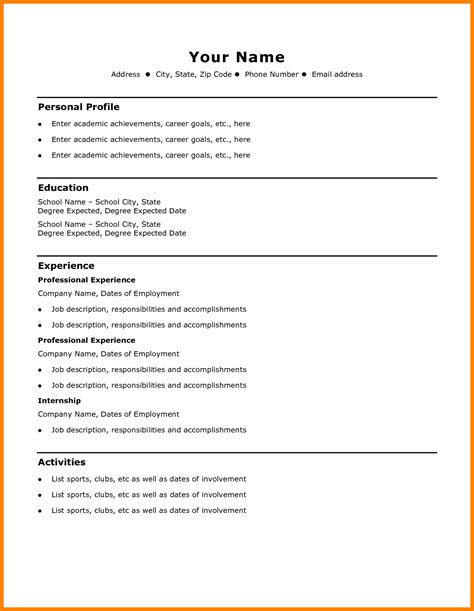 simple resume examples professional resume templates word