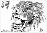 Doodle Coloring Pages Adult Adults Skull Doodling Weird Evil Scary Strange Creatures Draw Coming Different Sites sketch template