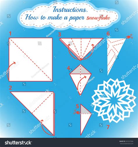 Instructions How Make Paper Snowflake Tutorial Vector Có Sẵn Miễn Phí