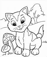 Kucing Mewarnai Tk Lucu Anggora Paud Binatang Anjing Rumah Sketsa Hewan Diwarnai Pola Crayon Anaknya Imut Bertopi sketch template
