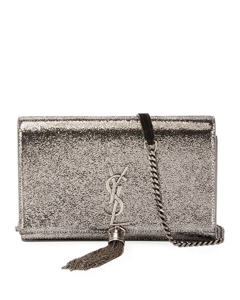 saint laurent kate monogram ysl small crackled metallic tassel wallet