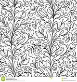 Gekritzel Blumenmuster Vektor Malbuch Nahtloses Einfarbiges Dekorative sketch template