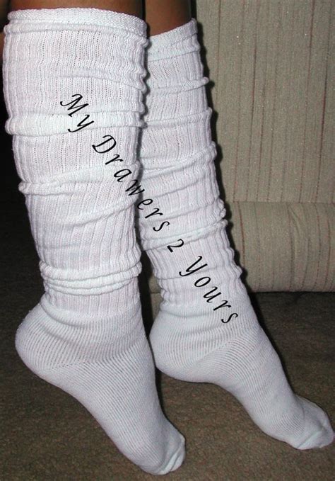 details about long loose thigh high slouch socks 51 over the knee white ribbed knit otk boot