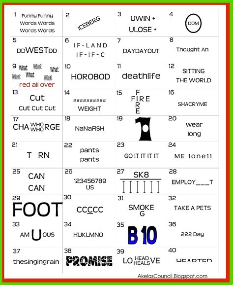 akelas council cub scout leader training printable rebus word puzzle