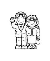 Coloring Pages Eldery Senior Citizens Couple Printable Drawing sketch template