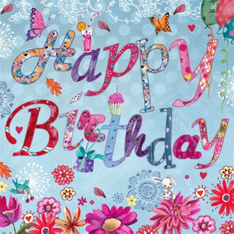 een vrolijke verjaardagskaart met vrolijke letters en bloemen happy birthday greeting card