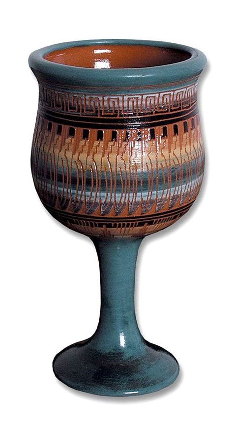 hand etched navajo goblet  ceramics pottery ceramics