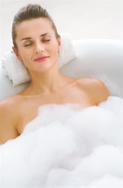 Young Woman Relaxing In Bathtub Stock Image Image Of Angle Freshness