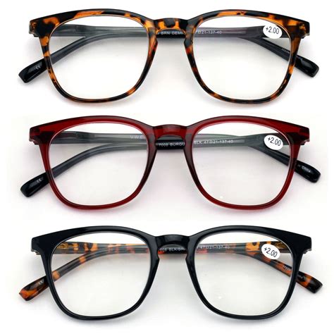 3 pairs reading glasses men or women black tortoise maroon reader