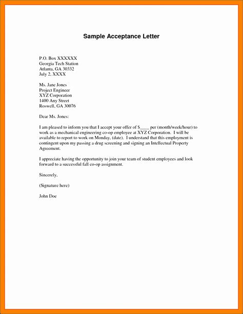 acceptance letter template sampletemplatess sampletemplatess