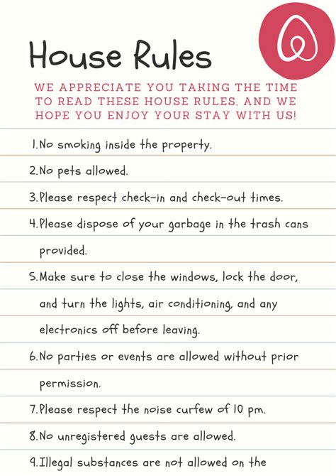 airbnb sample house rules ultimate guide