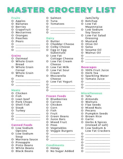 grocery list grocery list printable master grocery list etsy