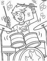 Coloring Band Pages Boy Rock Roll Drum Drummer Set Color Kids Play Hiking Drawing Showtime Drumset Drums Playing Printable Getcolorings sketch template