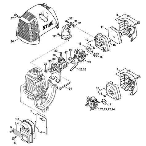 stihl fs  brushcutter fs  parts diagram muffler air filter