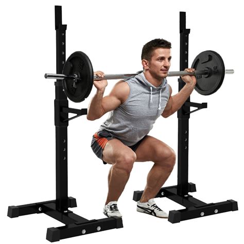 adjustable squat rack dipping station barbell rack dip stand fitness bench ebay