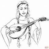 Lute Coloring Pages Woman Playing Braids Guitar Drawing Difference Between Skip Main sketch template