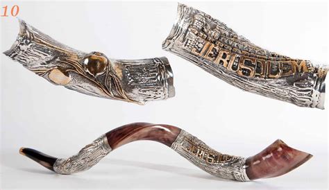 sterling silver plated yemenite shofar jerusalem design