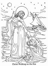 Jesus Coloring Peter Restores Pages Water Walks Rocks Bible Adult sketch template