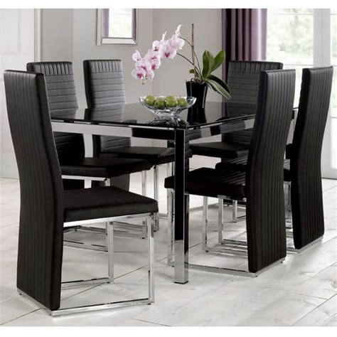 tempo black dining table  black chairs fads