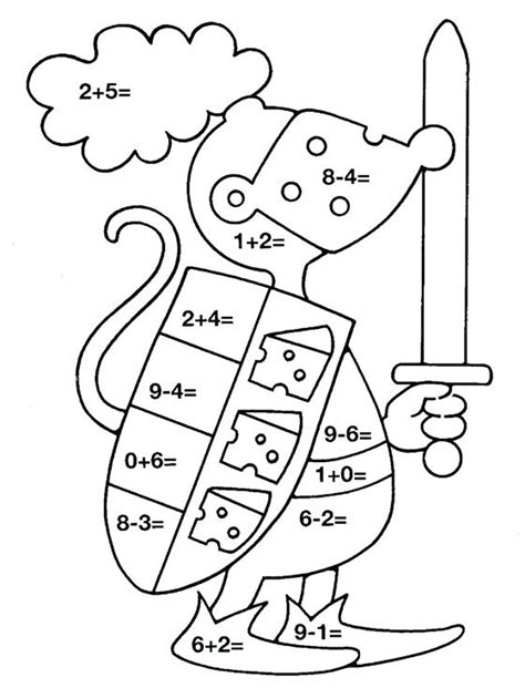 subtraction coloring pages color  number printable