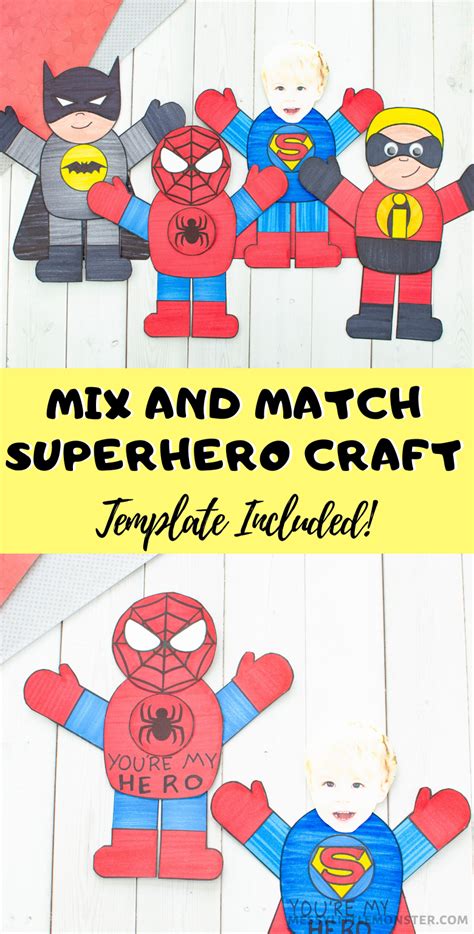 mix  match superhero craft printable superhero template artofit