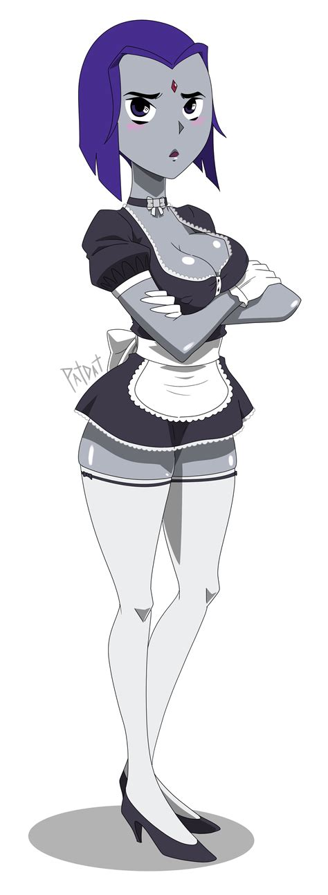 Rule 34 Cleavage Maid Uniform Miniskirt Raven Teen
