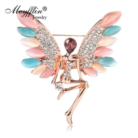 buy meyfflin vintage angel crystal brooches for women