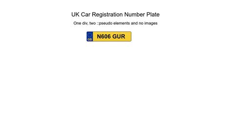 uk car reg number plate
