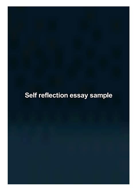 reflection essay sample  inanhar issuu